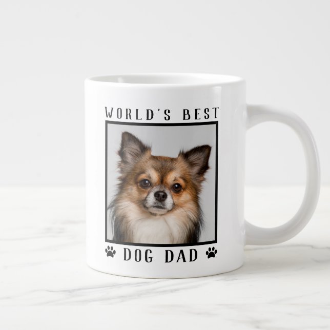 World's Best Dog Dad Paw Prints Pet Photo Giant Coffee Mug (Right)