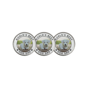 World's Best Dog Dad Paw Prints Pet Photo Golf Ball Marker