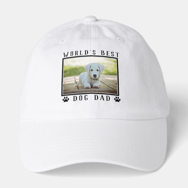World's Best Dog Dad Paw Prints Pet Photo Hat (Front)