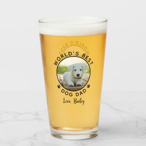 Worlds Best Dog Dad Paw Prints Pet Photo Name Glass