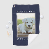 World's Best Dog Dad Paw Prints Pet Photo Navy Golf Towel (InSitu)