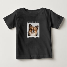 World&#39;s Best Dog Dad Paw Prints Pet Photo on Black Baby T-Shirt