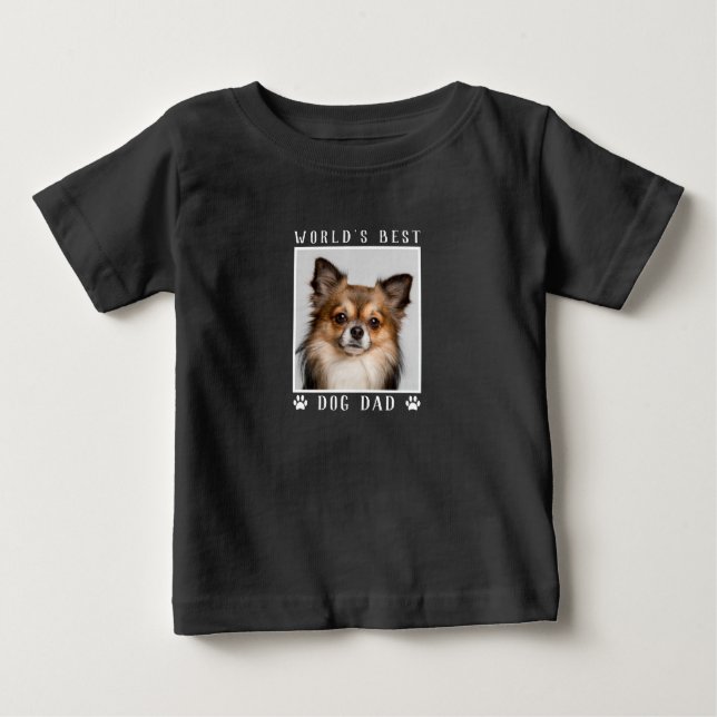 World's Best Dog Dad Paw Prints Pet Photo on Black Baby T-Shirt (Front)