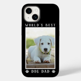 World&#39;s Best Dog Dad Paw Prints Pet Photo on Black Case-Mate iPhone 14 Case