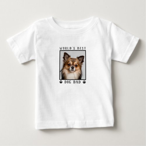 Worlds Best Dog Dad Paw Prints Pet Photo on Grey Baby T_Shirt