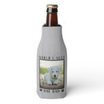 World's Best Dog Dad Paw Prints Pet Photo Rustic Bottle Cooler