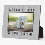World's Best Dog Dad Paw Prints Pet Photo Rustic Plaque