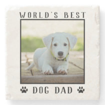 World's Best Dog Dad Paw Prints Pet Photo Stone Coaster World's Best Dog Dad Paw Prints Pet Photo Stone Coaster