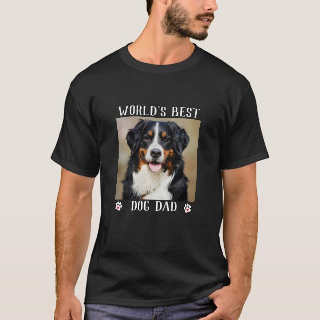 World's Best Dog Dad Paw Prints Pet Photo T-Shirt (Front)
