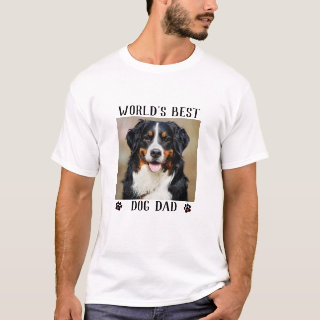 World's Best Dog Dad Paw Prints Pet Photo T-Shirt (Front)