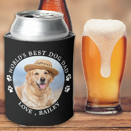 Worlds Best Dog Dad Personalized Cute Pet Photo Can Cooler