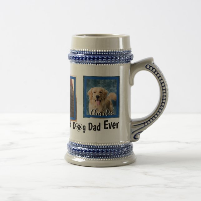 World's Best Dog Dad Personalized Pet Photo Beer Stein (Right)