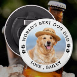 World's Best Dog Dad Personalized Pet Photo Bottle Opener<br><div class="desc">World's Best Dog Dad ... Surprise your favorite Dog Dad this Father's Day with this super cute custom pet photo bottle opener. Customize this dog dad bottle opener with your dog's favorite photos, and name. This dog dad bottle opener is a must for dog lovers and dog dads! Great gift...</div>