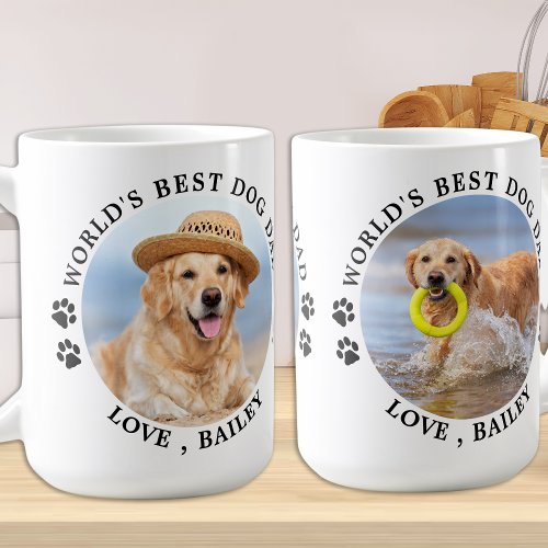 Worlds Best Dog Dad Personalized Pet Photo Coffee Mug