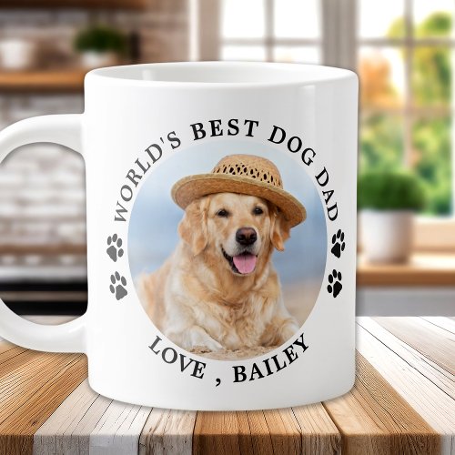 Worlds Best Dog Dad Personalized Pet Photo Giant Coffee Mug