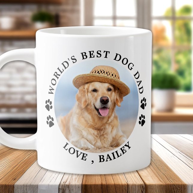 World's Best Dog Dad Personalized Pet Photo Giant Coffee Mug (Creator Uploaded)