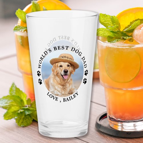 Worlds Best Dog Dad Personalized Pet Photo Glass