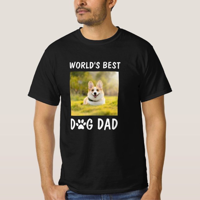 World's Best Dog Dad Personalized Pet Photo  T-Shi T-Shirt (Front)