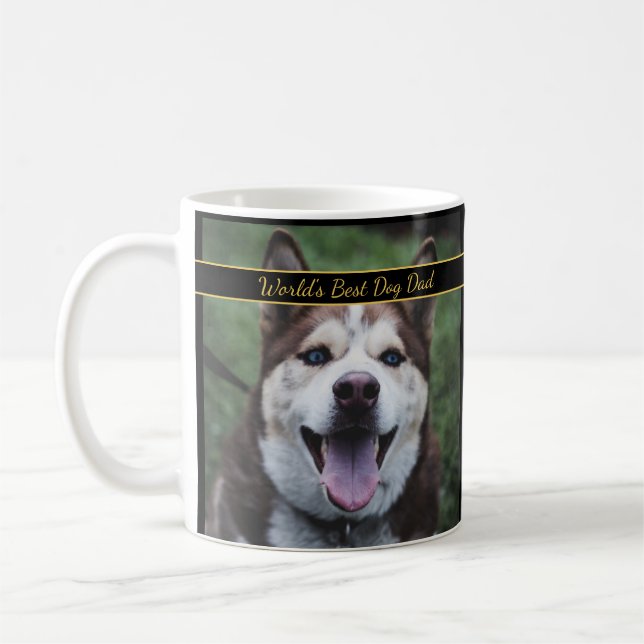 World's Best Dog Dad Pet Photo  Coffee Mug (Left)