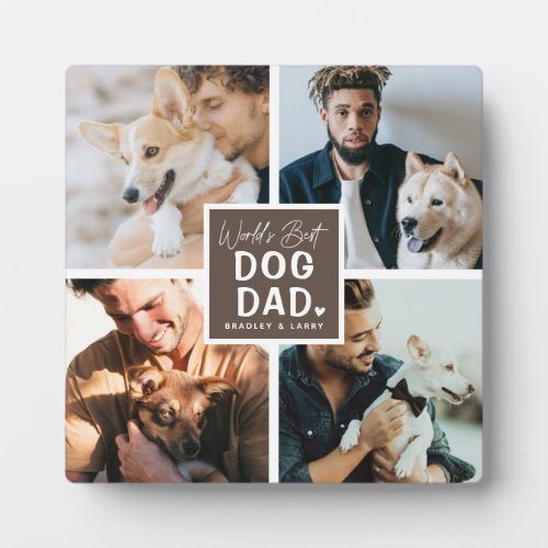 Worlds Best Dog Dad Photo Collage Plaque