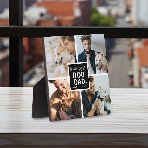 Worlds Best Dog Dad Photo Collage Plaque