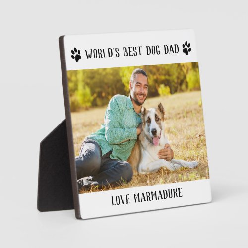 Worlds Best Dog Dad Photo Paw Prints Plaque
