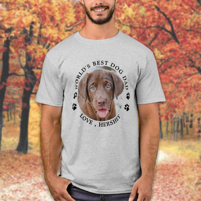 World's Best Dog Dad Puppy Personalized Pet Photo T-Shirt (Creator Uploaded)