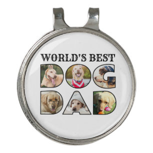 World's Best Dog Dad Quote 6 Photo Collage Golf Hat Clip