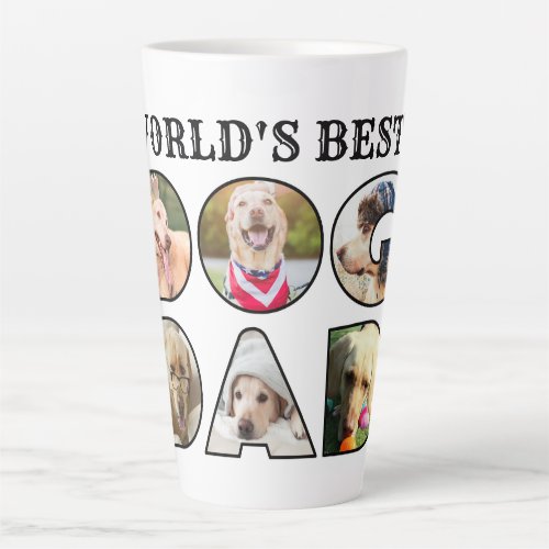 Worlds Best Dog Dad Quote 6 Photo Collage Latte Mug