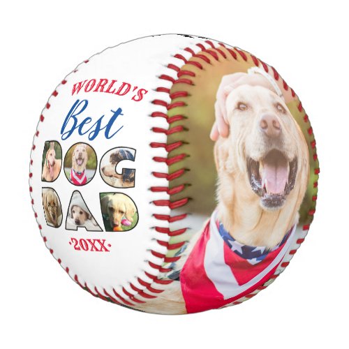 Worlds Best Dog Dad Quote Photo Collage Dog Lover Baseball