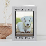 World's Best Dog Dad Rustic Father's Day Photo Card<br><div class="desc">🐾 Let him know he's the "World's Best Dog Dad" with this cute custom Father's Day card. Personalize this fun card with your precious puppy dog's photo in the black and gray matte frame with paw prints over a rustic light silver wood background. The inside reads 'Happy Father's Day! (my...</div>