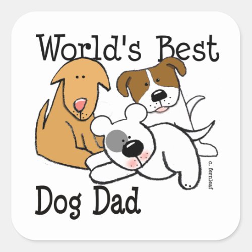 Worlds Best Dog Dad Square Sticker