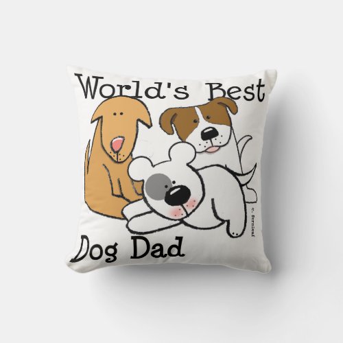 Worlds Best Dog Dad Throw Pillow
