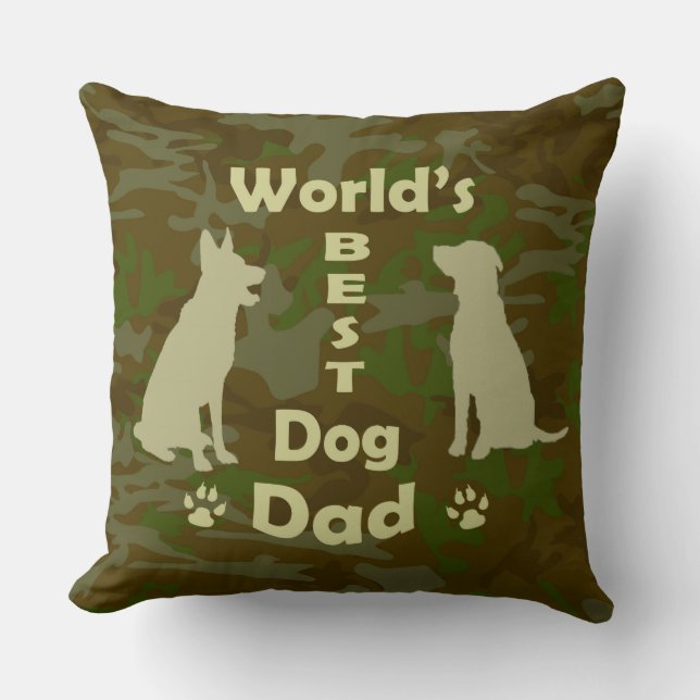 World's Best Dog Dad Throw Pillow (Front)