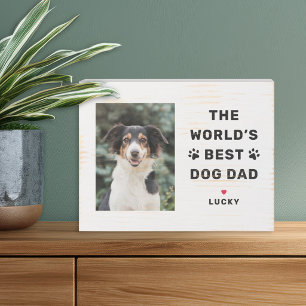 Worlds Best Dog Dad White Pet Photo Wooden Box Sign