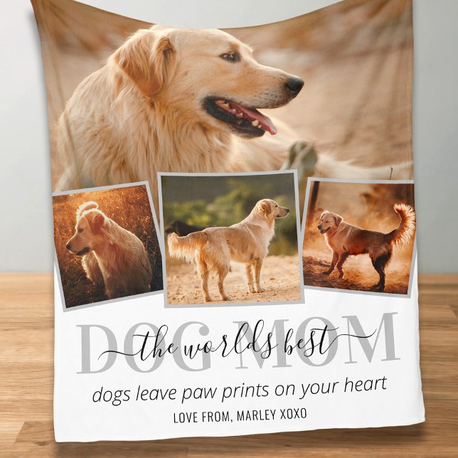 Worlds Best Dog Mom 4 Photo Fleece Blanket (Creator Uploaded)