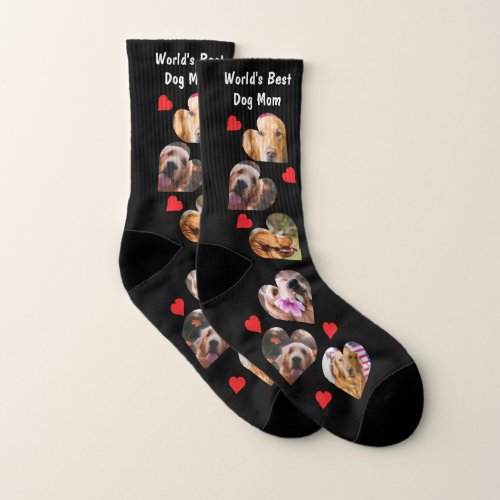 Worlds Best Dog Mom 6 Photo Collage  Hearts Socks