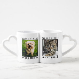 World's Best Dog Mom and Cat Dad Pet Photo Coffee Mug Set