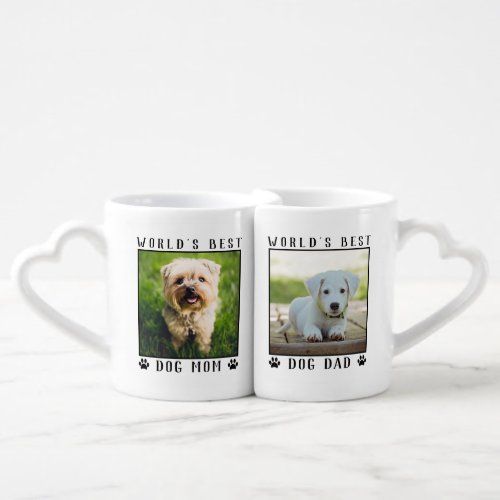 Worlds Best Dog Mom and Dad Two Pet Photos Coffee Mug Set