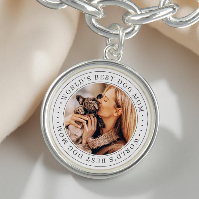 World's Best Dog Mom Classic Simple Photo Bracelet (Creator Uploaded)