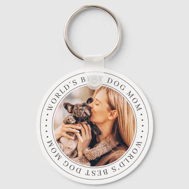 World's Best Dog Mom Classic Simple Photo Keychain (Front)