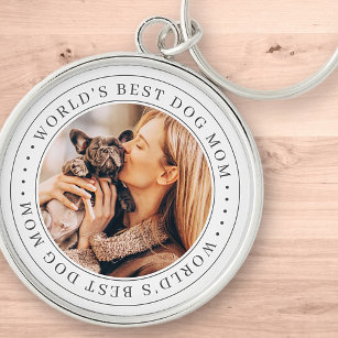 World's Best Dog Mom Classic Simple Photo Keychain