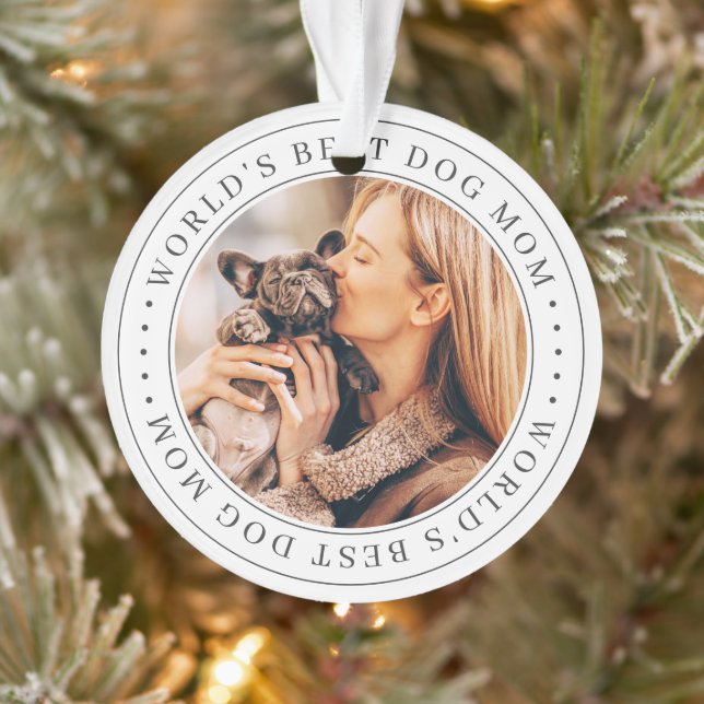 World's Best Dog Mom Classic Simple Photo Ornament (Tree)