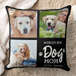 World's Best DOG MOM Custom 3 Photo Collage  Throw Pillow<br><div class="desc">World's Best Dog Mom... Surprise your favorite Dog Mom this Mother's Day , Birthday or Christmas with this super cute custom pet photo collage pillow. Customize this dog mom photo plaque with your 3 of your dog's favorite photos, and name. Perfect gift for all dog moms and dog lovers. Great...</div>