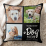 World's Best DOG MOM Custom 3 Photo Collage  Throw Pillow