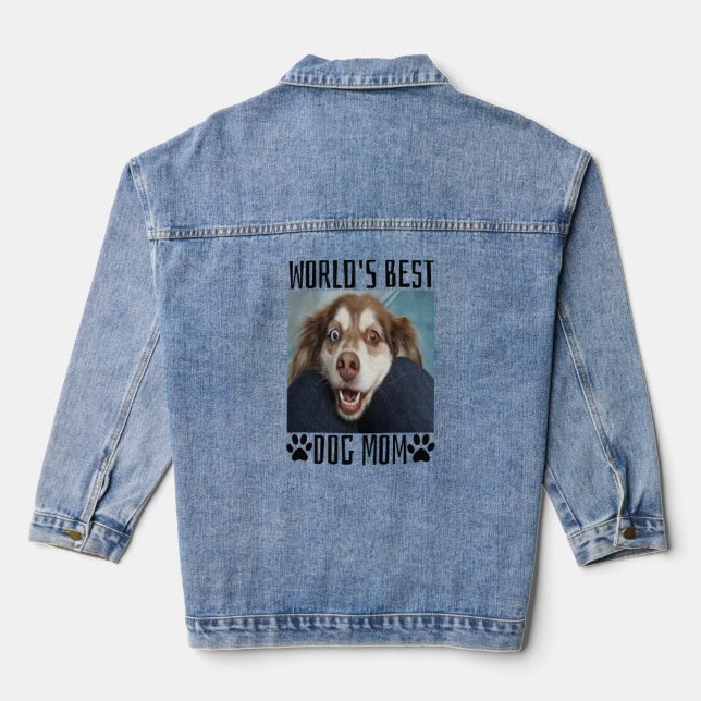 Worlds Best Dog Mom Denim Jacket (Back)