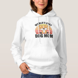 Worlds Best Dog Mom - Dog Corgi Vintage Sunset Hoodie