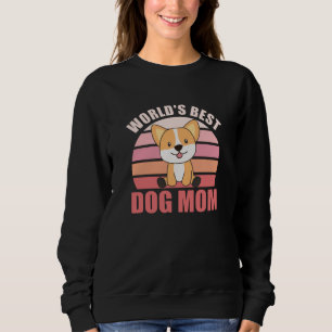 Worlds Best Dog Mom - Dog Corgi Vintage Sunset Sweatshirt