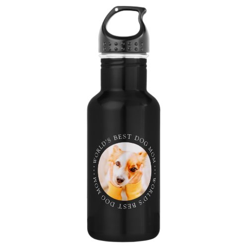 Worlds Best Dog Mom Elegant Simple Custom Photo Stainless Steel Water Bottle