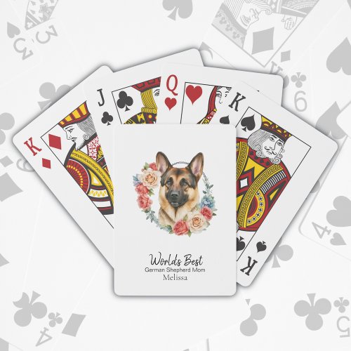 Worlds Best Dog Mom German Shepherd Custom Text  Playing Cards